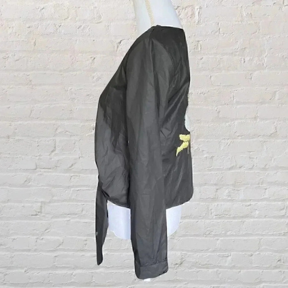 Boho Black Long Sleeve Blouse With Embroidery on Back - Picture 2 of 3